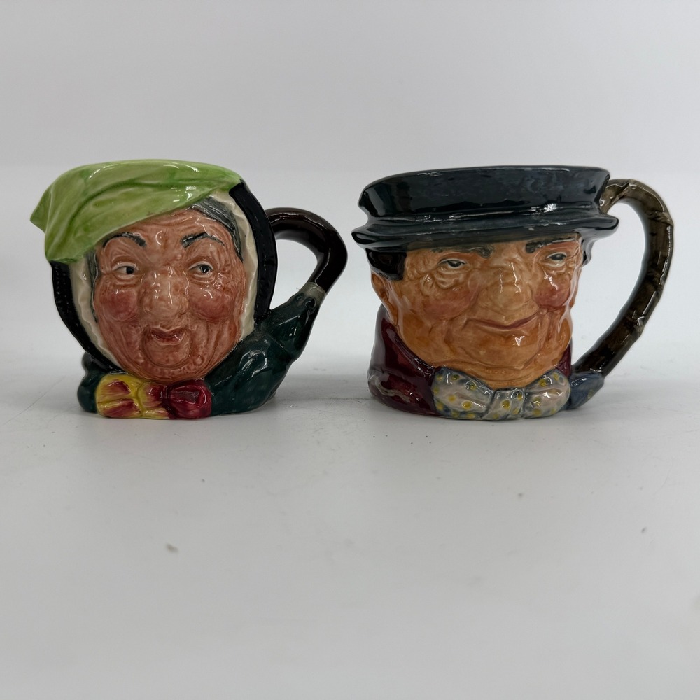 Royal Doulton Character Jug Set Small Multicolor Tony Weller & Sairey Gamp